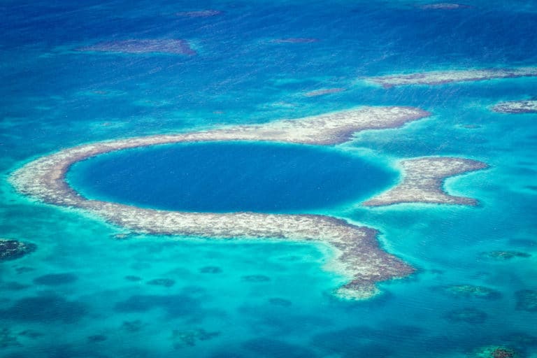 the Great blue Hole is one of the most popular attractions on the Belize barrier reef